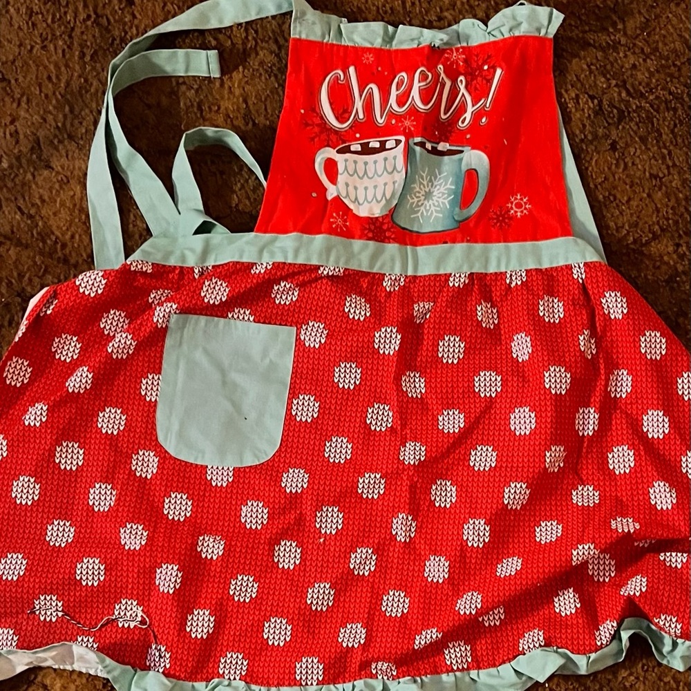 Hobby Lobby "Cheers!" Red and white polka dot apron. Never worn. Brand new.